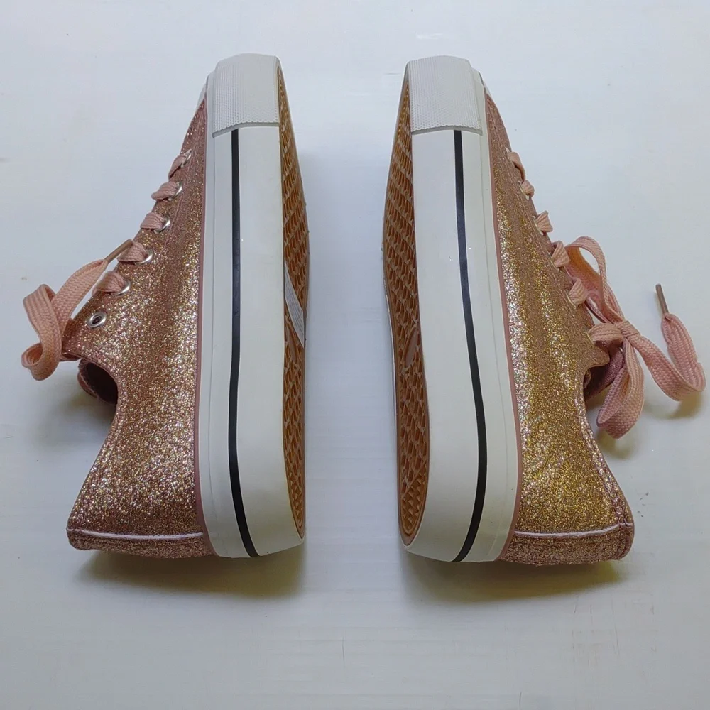 Olivia Miller Corsano Pink Sparkle Lace Up Sneakers